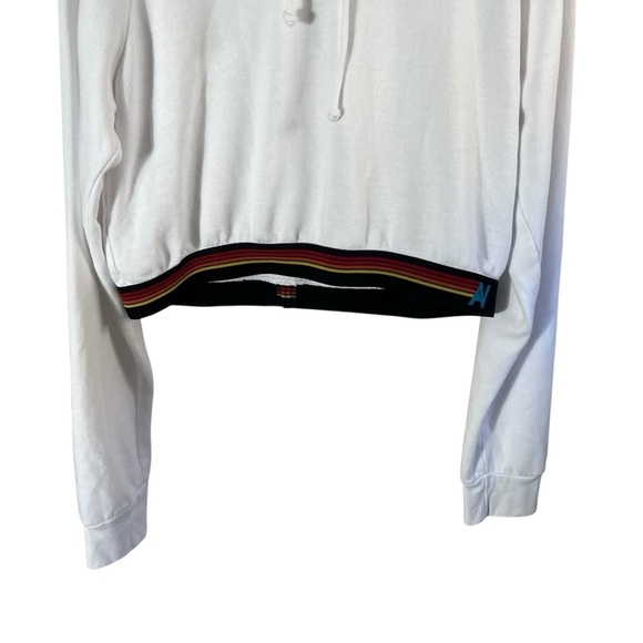 AVIATOR NATION Logo Stripe Crop Pullover Hoodie Sweatshirt - Picture 5 of 10